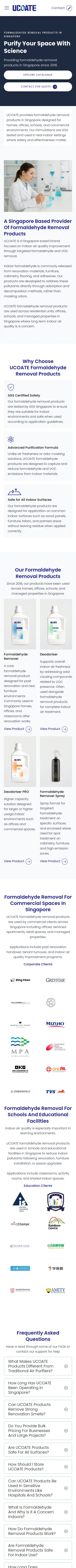 UCOATE full mobile website view