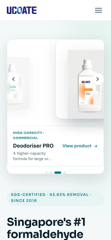 UCOATE on a phone, the first screen