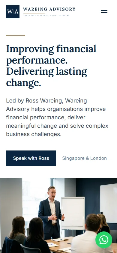 Wareing Advisory on a phone, the first screen
