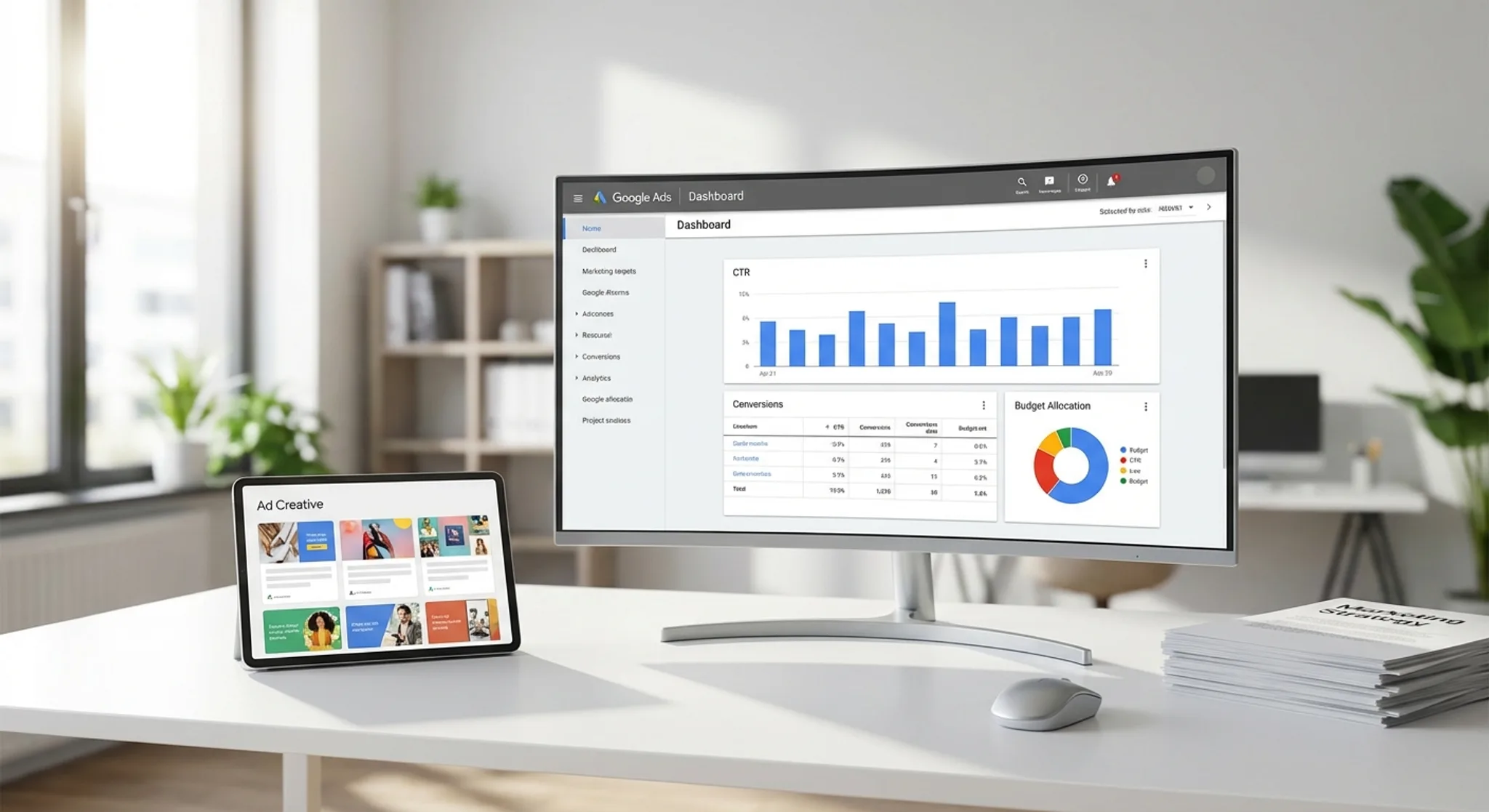Google Ads campaign dashboard showing performance metrics and conversion data